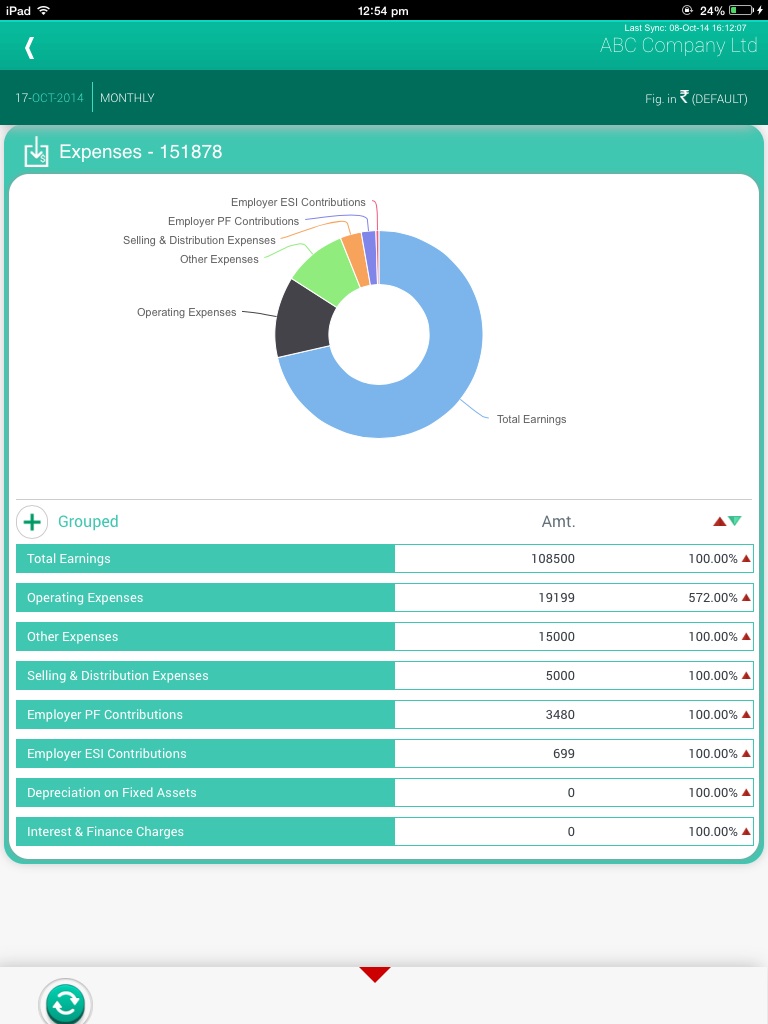 business dashboard app for tally-monthly expenses screen