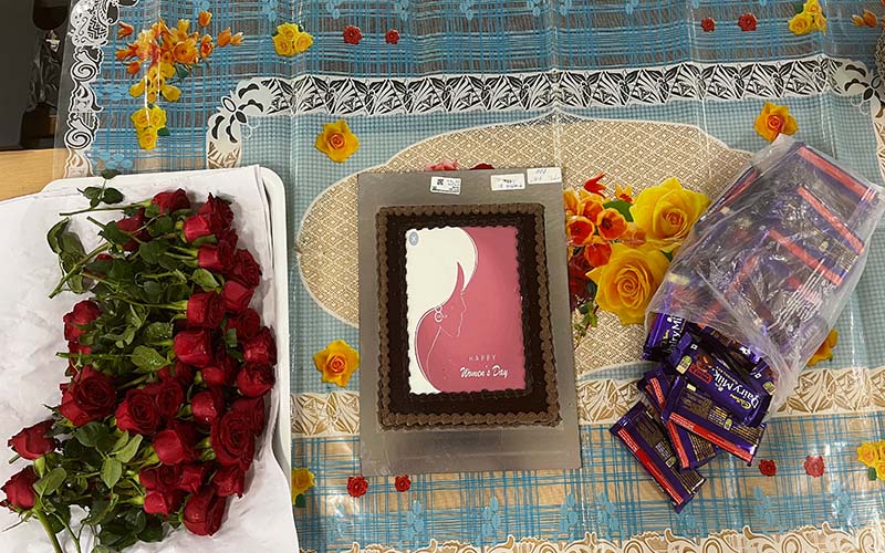 Women's day celebration at Antraweb with roses and cake