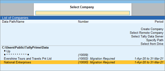 Migrate Data to Tally Prime