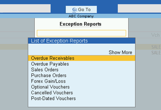 exception reports